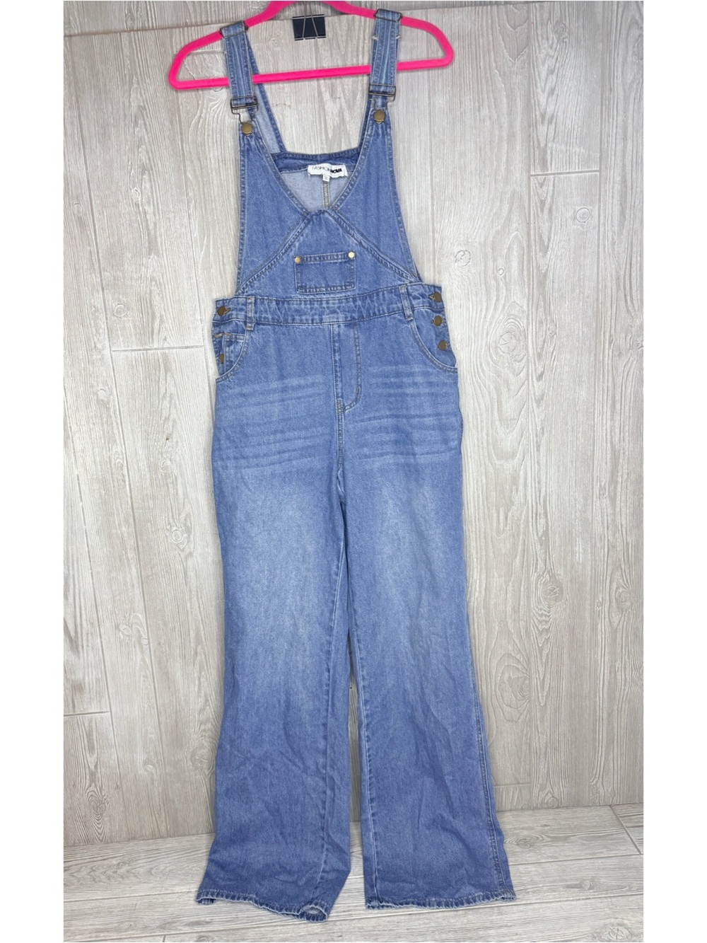 Nwt Fashion nova ocean view blue jean denim cotton overalls long leg pants med